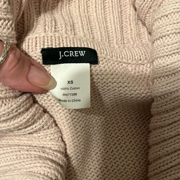 J Crew size XS cream long sleeve angled zip front floppy collar cardigan GUC - Picture 4 of 7